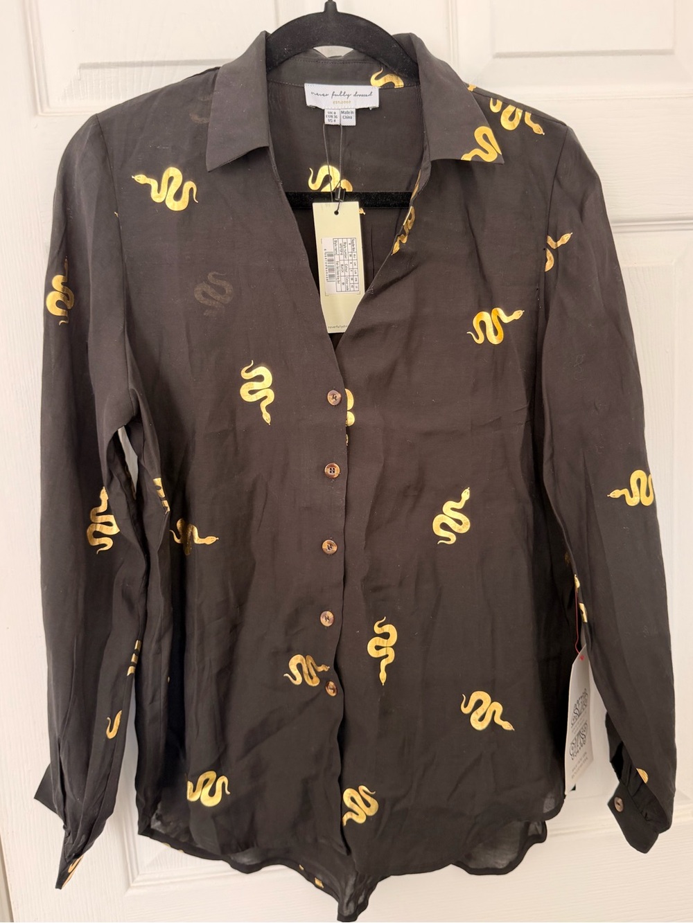 NWT Never Fully Dressed Black Gold Snake Miley Shirt